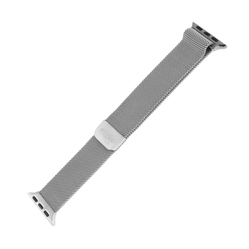 Pulseira de malha FIXED para Apple Watch 38/40/41 mm — FIXMEST-436-SL Prateado, aço inoxidável Milanese, ajustável
