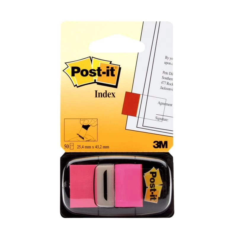 Marcadores Post-it 3M Rosa, estreitos, 50 marcadores, dimensões 25,4 x 43,2 mm, em distribuidor descartável (I680-21)