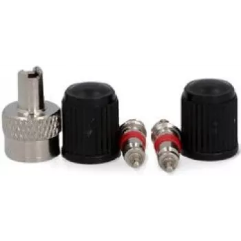 Conjunto de válvulas de bicicleta FISCHER 85492 — conjunto de 5 peças com 2 núcleos de válvula