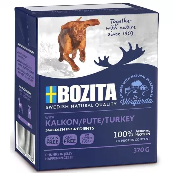 Comida húmida para cães BOZITA Pedaços em geleia peru, 370 g, cães adultos, proteína 7%, gordura 5,5%