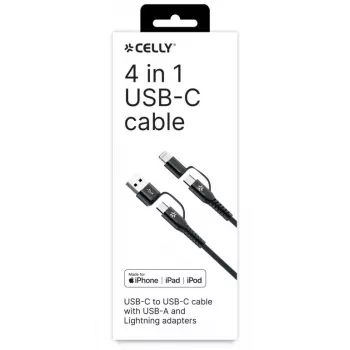 Cabo Celly 4-IN-1 A+C para C+LIGHT 2M BK