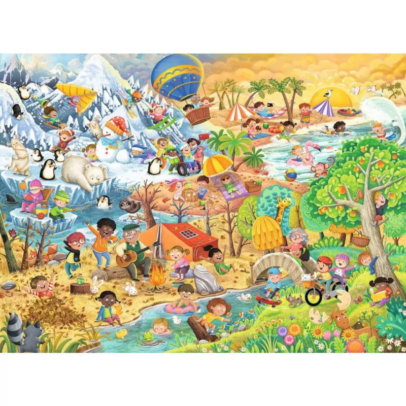 Puzzle Ravensburger Four Seasons of Fun — 100 peças, 2 mm de espessura