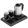 Adler AD 1354 chaleira de hotel em aço inoxidável 1,2 L + tabuleiro com chávenas preto, aço