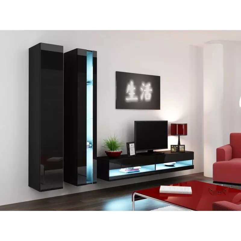 Estante Cama VIGO NEW 180/40/30 preto/preto brilhante