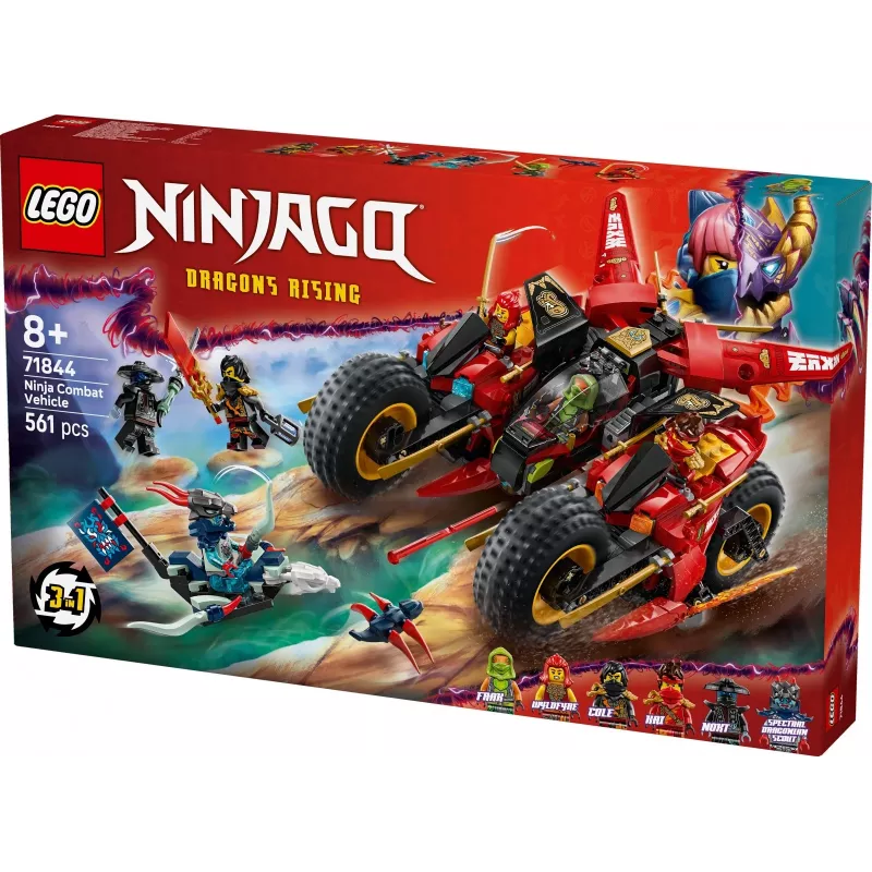LEGO Veículo de combate Ninja Conjunto 71844 — NINJAGO, 561 peças, 6 minifiguras, peças móveis, 140×240×220 mm