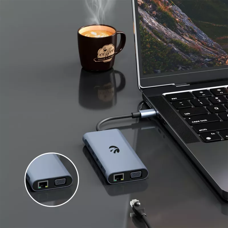 Adaptador USB-C 11-em-1 Hawk HW-HUB1101 — hub multiporta com 11 ligações