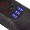 Régua de tomadas MACLEAN MCE394 B — 3 tomadas + 3×USB A, 110–240V, 2,1A USB, 2500W, cabo 1,5 m, preto