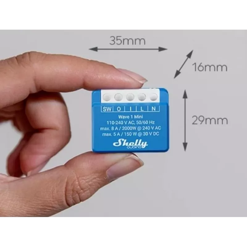 Shelly Qubino Wave 1 Mini LR interruptor inteligente Z-Wave azul