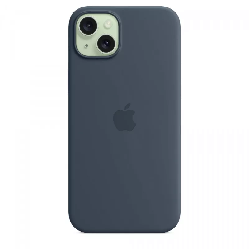 Capa de silicone Apple iPhone 15 Plus com MagSafe - Azul-tempestade