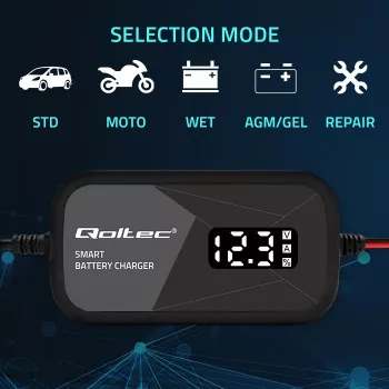 Carregador de baterias QOLTEC 52492 12V 2A com controlo por microprocessador e regeneração de células