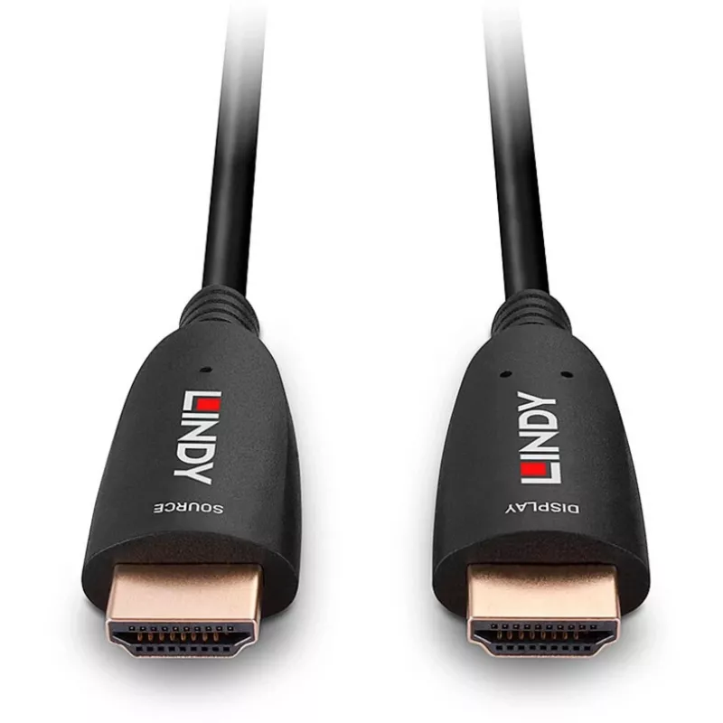 Lindy 38511 cabo HDMI 2.1 8K60 híbrido de fibra ótica de 15 m, AOC, HDMI macho para HDMI macho, 4K120, preto