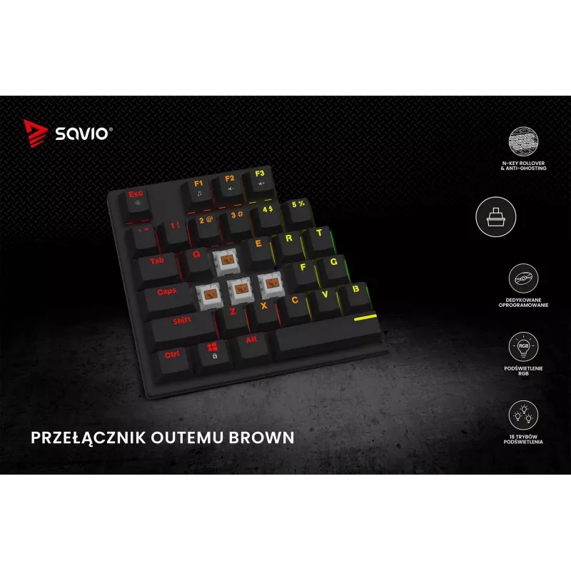 Teclado mecânico Savio RGB Tempest X2 Outemu Brown