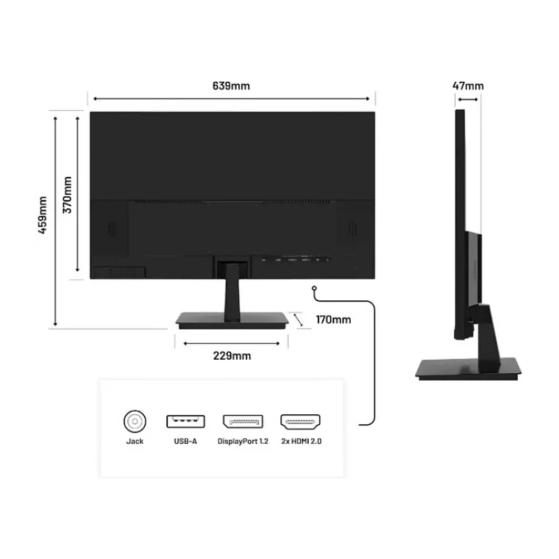 Monitor JAPANNEXT 4K UHD 71,1 cm (28 polegadas) 3840x2160 píxeis, painel IPS, 5 ms, 60 Hz, AMD FreeSync, HDMI, DisplayPort (JN-I280UHD60F-P)