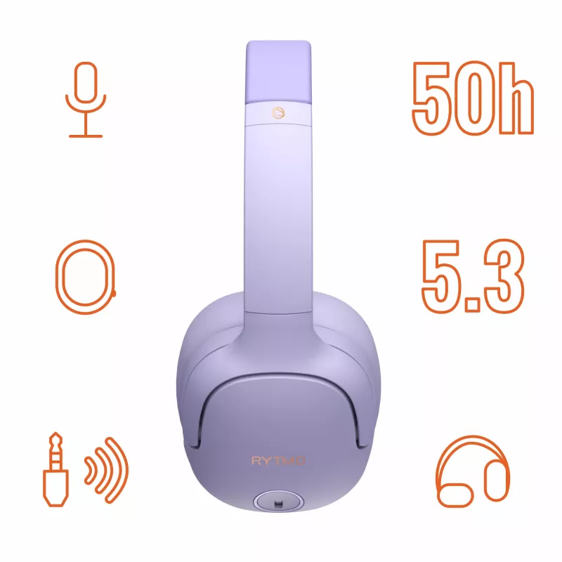 Auscultadores MANTA HDP1001PU Rytmo Elegance roxo over-ear com fios, modelo HDP1001PU