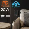 Power Splitter MACLEAN MCE249 F/B – 2 tomadas AC (16A + 6A) com 2×USB-A e 2×USB-C PD 20W, ficha EU, preto