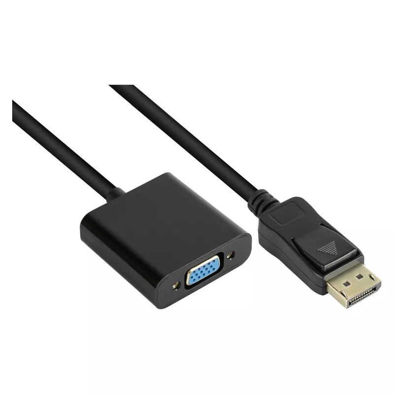 Adaptador DisplayPort macho para VGA fêmea, 1920*1200 @60Hz, contactos banhados a ouro, aprox. 20cm, Good Conn (DP-AD11)