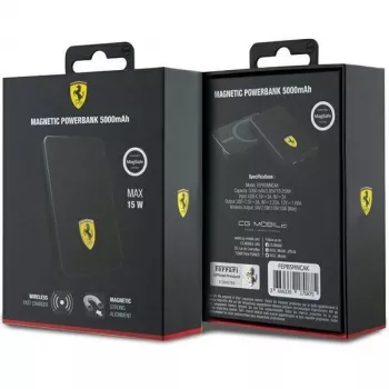 Bateria externa Ferrari FEPB5MNCAK 15W 5000mAh preto/preto Metal Logo MagSafe