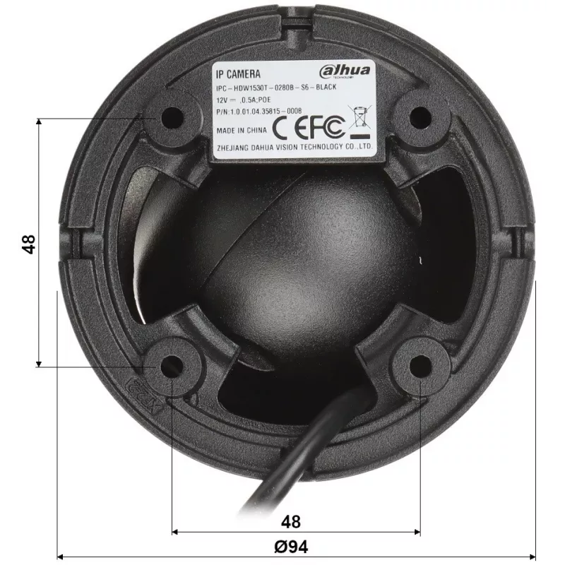 Câmara IP DAHUA IPC-HDW1530T-0280B-S6 preto