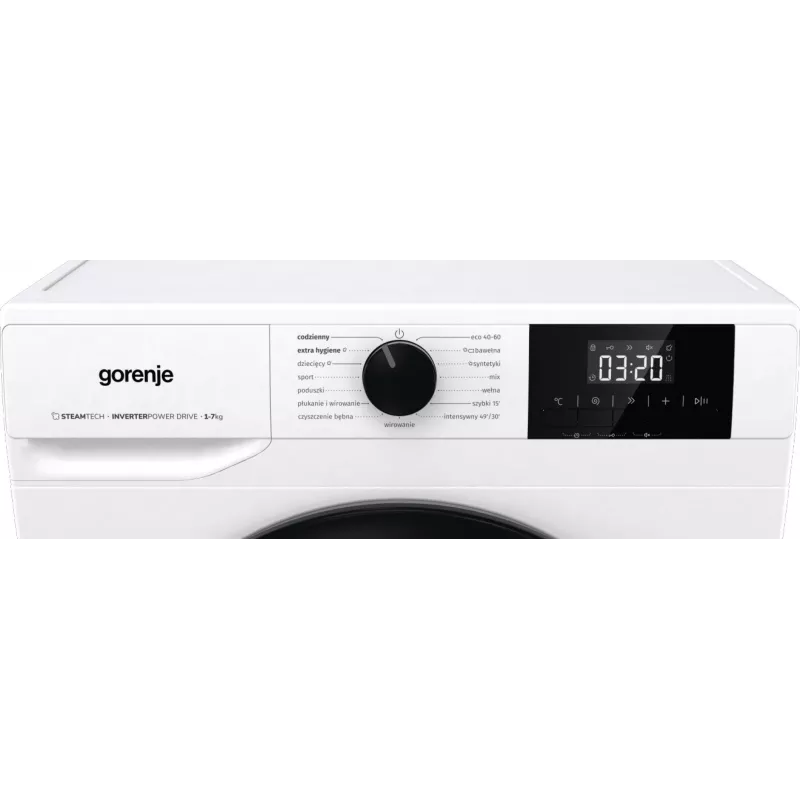 Máquina de lavar roupa de instalação livre Gorenje W3NGPI72SBS, 7 kg, 1200 rpm, motor inverter, vapor, 15 programas, branco