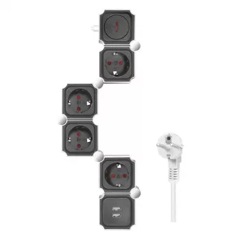 LogiLink 4 tomadas 15 m preto e branco