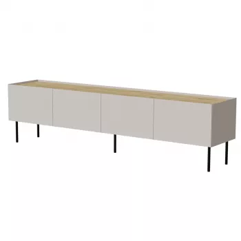 Móvel TV Cama Meble FELLINI 200x40x52 cm, estrutura cashmere, tampo de carvalho oleado