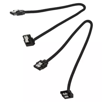 Corsair CC-8900278 cabo SATA Premium com revestimento entrançado, angular, 30 cm, preto, pack de 2