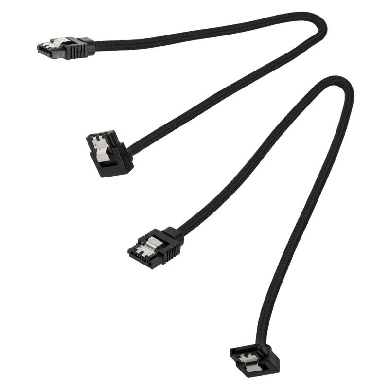 Corsair CC-8900278 cabo SATA Premium com revestimento entrançado, angular, 30 cm, preto, pack de 2