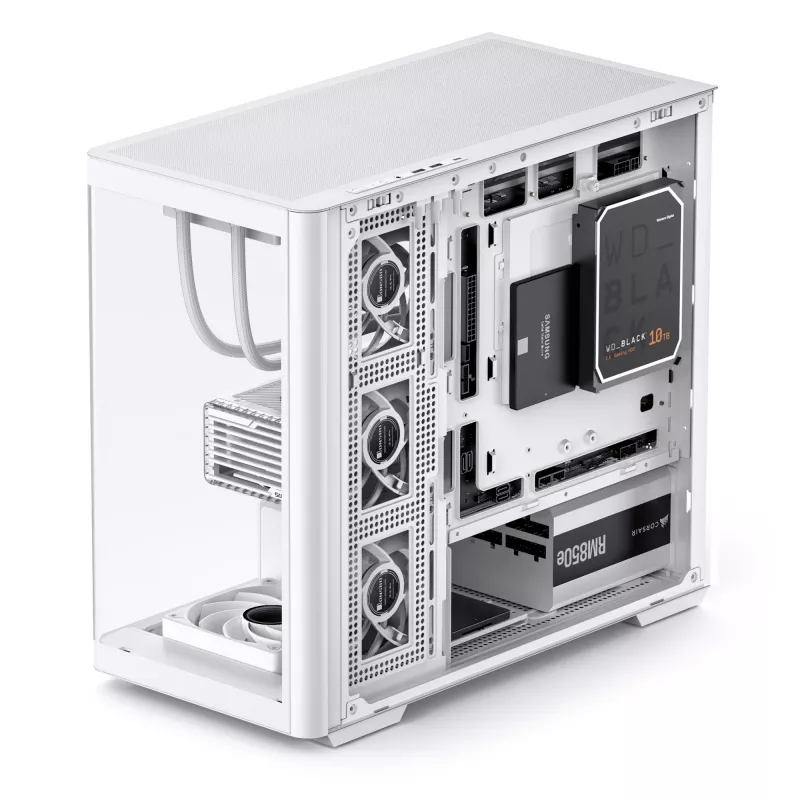 Jonsbo D300 Midi-Tower, 270 graus, vidro temperado - branco