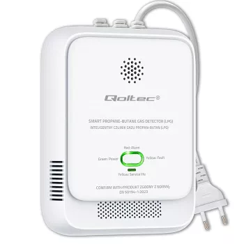 Sensor de fuga de gás QOLTEC 52652 — detetor de propano/butano (GPL), alarme 85 dB, indicador LED
