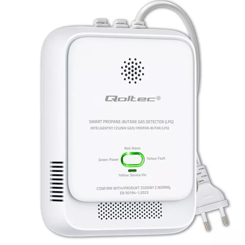 Sensor de fuga de gás QOLTEC 52652 — detetor de propano/butano (GPL), alarme 85 dB, indicador LED