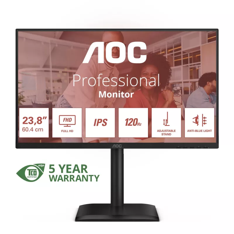 Monitor AOC 24E4U 60,5 cm (23,8 polegadas) 1920 x 1080 píxeis Full HD LED Preto