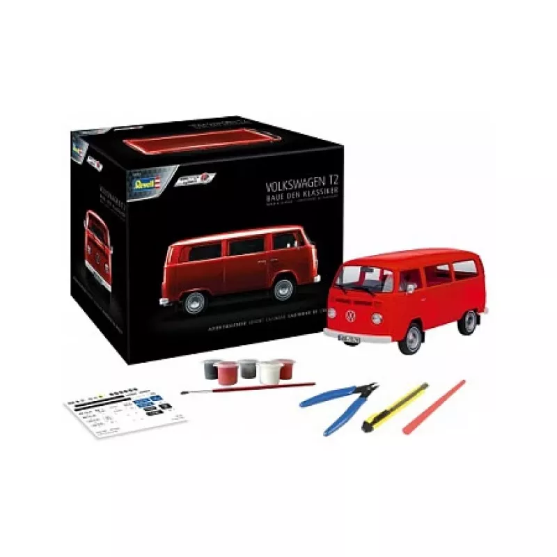 Modelo de autocarro REVELL VW T2, kit, escala 1:24, comprimento 193 mm, largura 85 mm