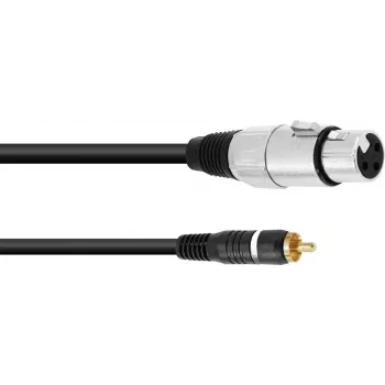 Cabo adaptador de áudio Omnitronic 30224028 — 1x conector macho RCA para 1x conector fêmea XLR 3 pinos, 2,00 m, preto