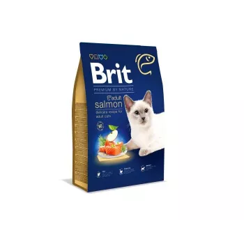 Comida seca para gatos Brit Premium by Nature Adult Salmon 1,5 kg – fórmula para gatos adultos, 35 % de proteína, 16 % de gordura, sem cereais e sem glúten