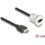 Cabo HDMI DeLOCK 88180 0,3 m HDMI Type-A macho para fêmea preto prateado