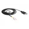 Cabo Delock USB2.0 ficha Type-A > 2 extremidades de cabo abertas - 1,5 m - preto (85664)