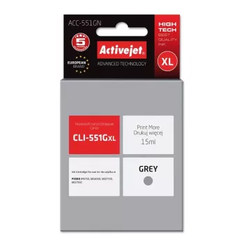 Cartucho de tinta ActiveJet ACC-551GN — compatível Canon CLI-551GXL, cinzento, High (XL) 15 ml