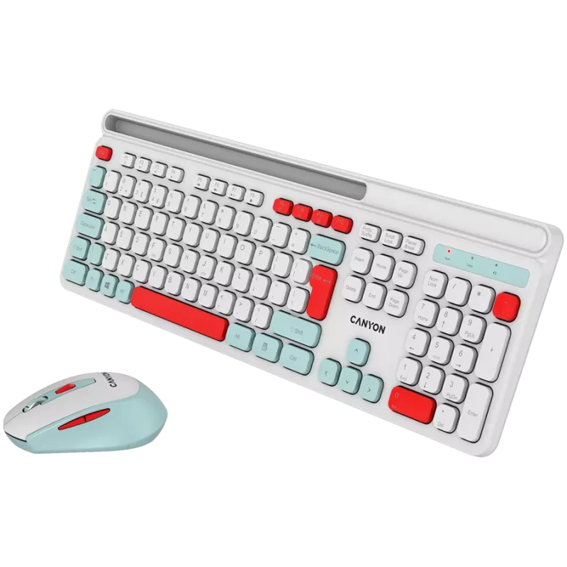 CANYON HSET-W5 EN teclado + rato AAA+AA sem fios branco