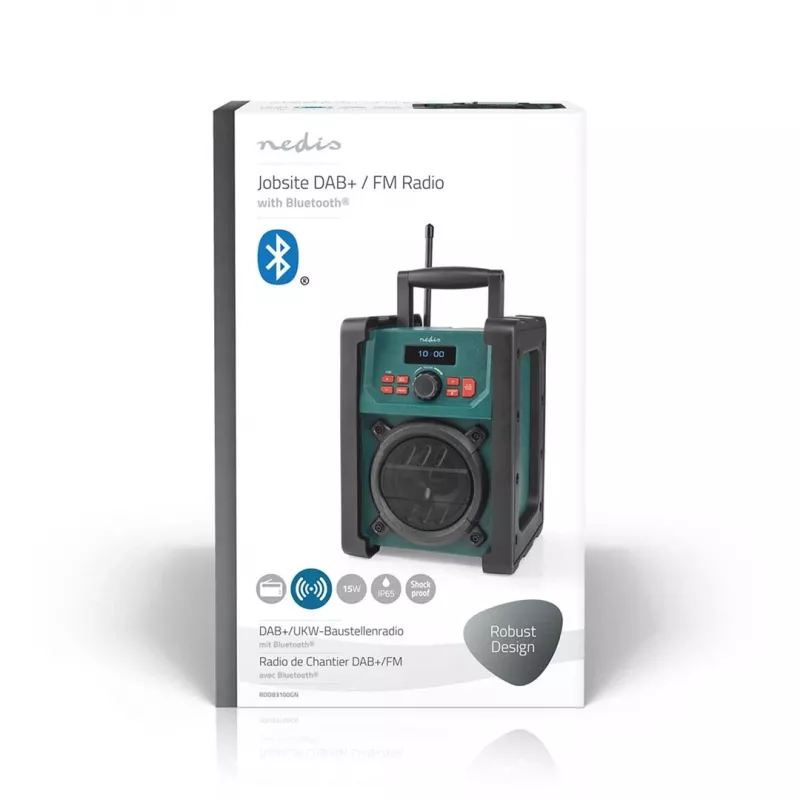 Rádio Nedis RDDB3100GN 15W Bluetooth IP65 Preto/Verde