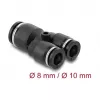 DeLOCK 60752 conector pneumático em Y de 2x8 mm para 1x10 mm com orifício de montagem