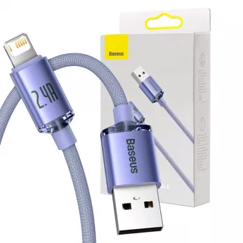 Cabo Baseus Crystal Shine USB para Lightning, 2,4A, 2m (roxo)