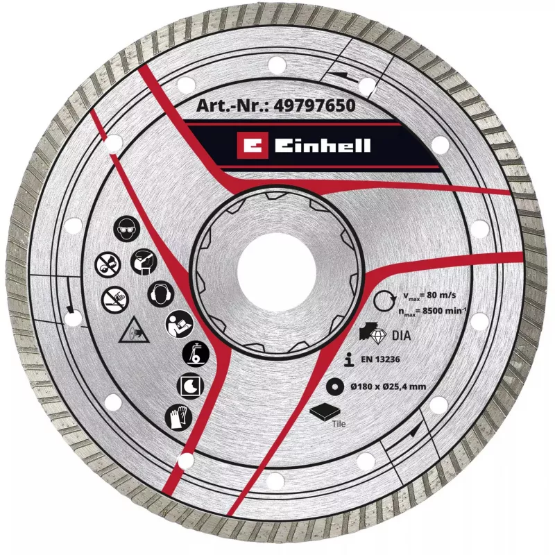 Disco de corte diamantado turbo KWB Ø 180 x 25,4 x 2,6 mm
