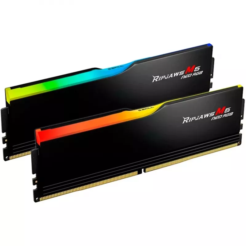 DIMM 64 GB DDR5-6000 (2x 32 GB) Dual-Kit, memória RAM preta, F5-6000J3636F32GX2-RM5NRK, Ripjaws M5 Neo RGB, AMD EXPO