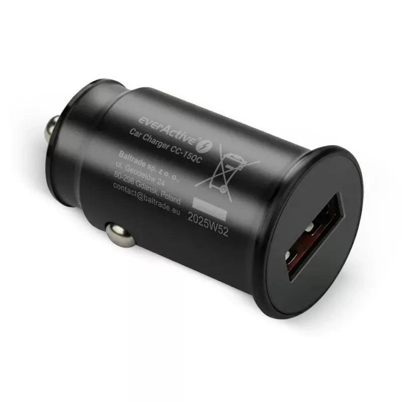 Carregador de automóvel everActive CC-15QC QC3.0 18W 1x USB com cabo