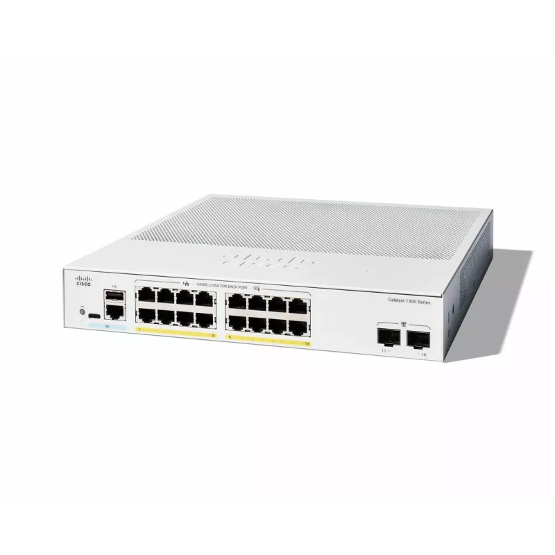 Switch gerido Cisco Catalyst 1300-16FP-2G 16 Port GE Full PoE