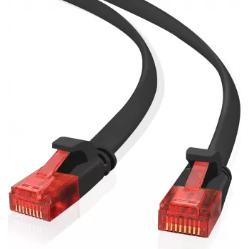 Cabo de rede Ethernet helos ultra plano fino Cat 6 5,0 m preto