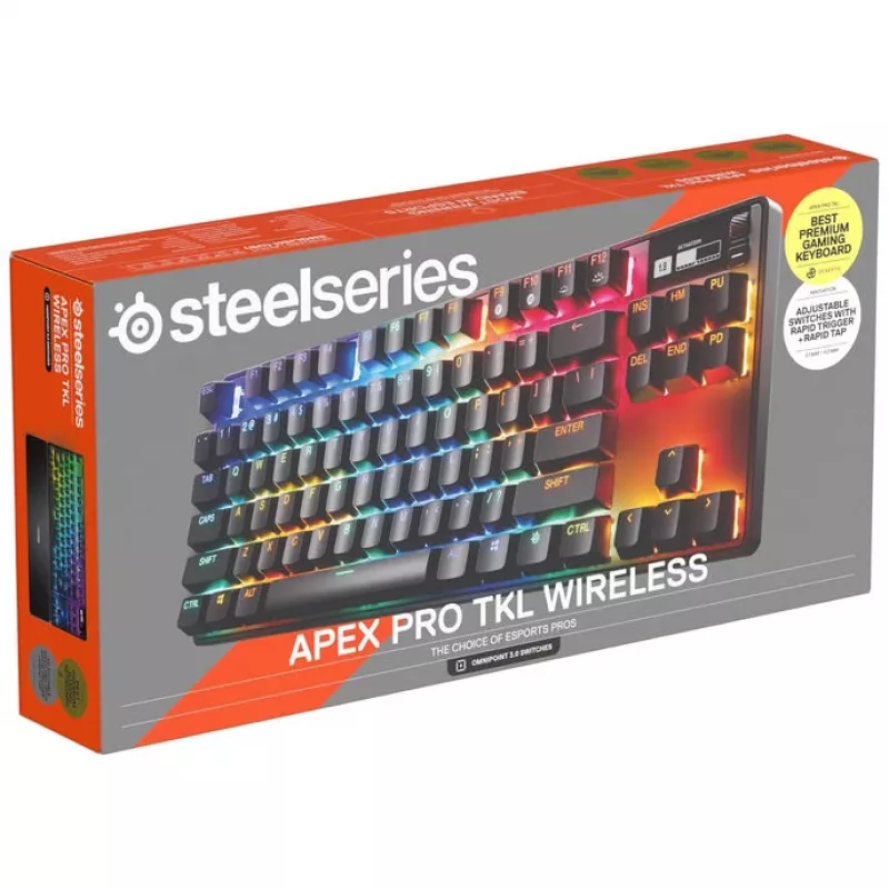 Teclado gaming mecânico STEELSERIES Apex Pro TKL Gen 3 Wireless RGB, tenkeyless