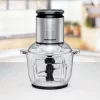 Picadora elétrica Rommelsbacher MZ 600 — taça de vidro de 2 L, 600 W, caixa em aço inoxidável, 22 velocidades, 6 lâminas