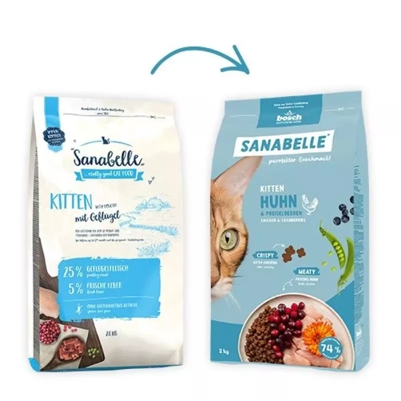 Bosch Sanabelle Life Kitten ração seca para gatinhos com frango e arando vermelho, 8 kg