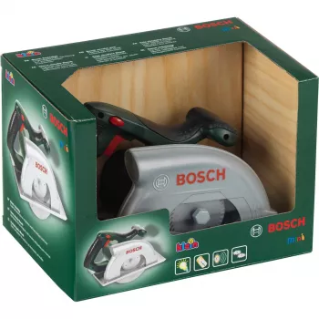 Theo Klein 8421 Serra circular Bosch I a pilhas com movimento rotativo, funções de luz e som I dimensões: 23 cm x 16 cm x 14,5 cm I brinquedo para